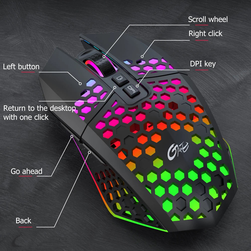 8 Keys Rechargeable 2.4G Wireless Mouse