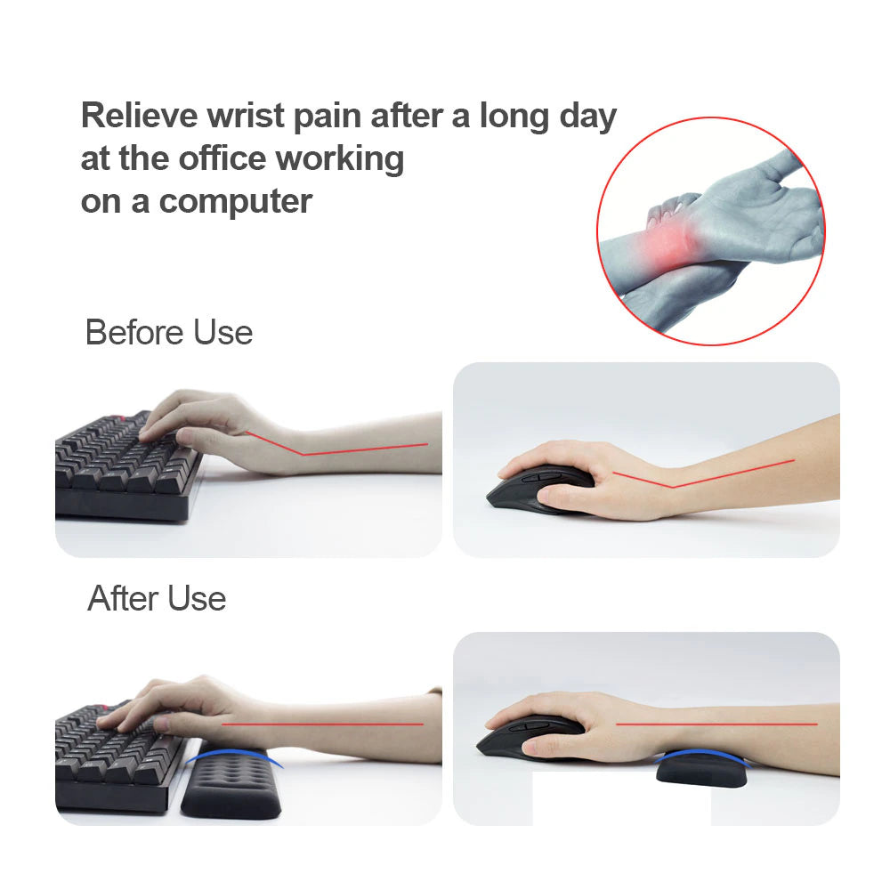 Ergonomic Memory Foam Mouse and Keyboard Wrist Rest