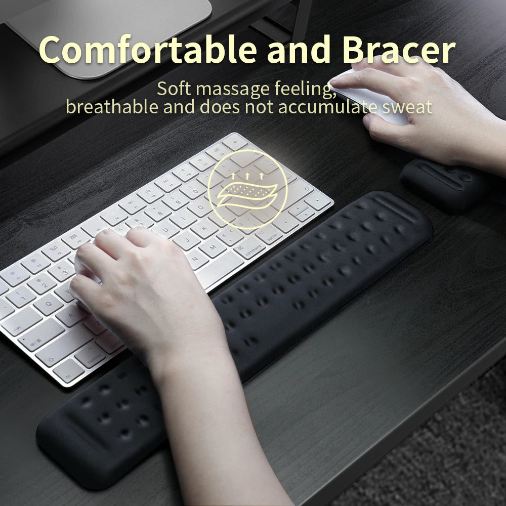 Ergonomic Memory Foam Mouse and Keyboard Wrist Rest