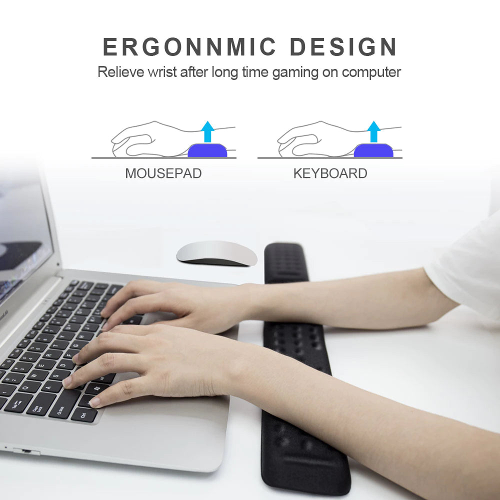 Ergonomic Memory Foam Mouse and Keyboard Wrist Rest